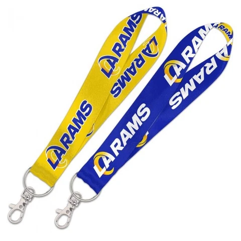 LOS ANGELES RAMS WRISTLET LANYARD KEY CHAIN 1" WIDTH 8" LENGTH W/ CLASP NFL Cover