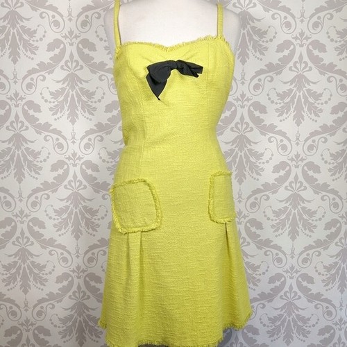 Abito Moschino neon limone tweed orlo grezzo It Tg 40 US 6