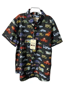 Kids RSVLTS Disney Pixar Cars "Cruisin" Short Sleeve Shirt Size L Button Front - Picture 1 of 21