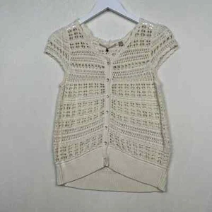 Knitted & Knotted Anthropologie Sz S Crochet Button Up Butterfly Cardigan Top - Picture 1 of 10