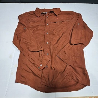 The North Face Vented Orange Long Sleeve Button Up Down Fishing  Shirt Med - Image 1 of 4
