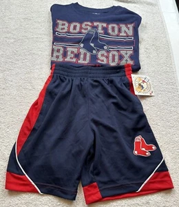 Boston Red Sox Outfit - Shorts und T-Shirt Jungen Mädchen Jugend Neu mit Etikett 4/5, 6/7, 8/10 - Bild 1 von 8
