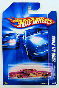 2008 Hot Wheels Tout Stars Violet Avec / Flames '65 Chevy Impala 1/64