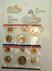1992 US Mint 10 Coin Uncirculated Set Complete Philadelphia & Denver OGP & COA - Picture 1 of 2