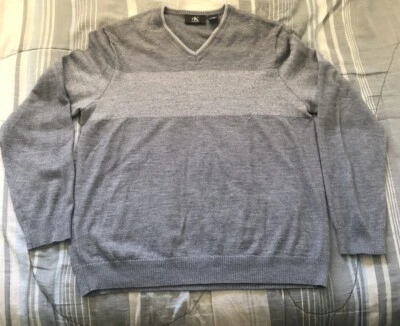 Suéter masculino Calvin Klein Merino mistura de lã grande gola V fio italiano clássico - Imagem 1 de 4