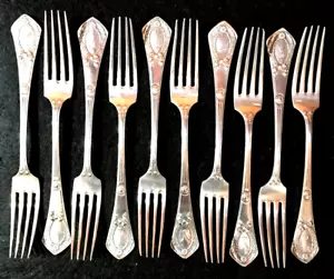 Antique 800 Silver German Dessert Fork Lot 10 E. Marcus & Range Berlin 6 7/8ths" - Picture 1 of 9