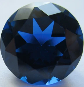 1 synthetischer Spinell 6,0 mm, Rund, dunkelblau, Brillant-, Korund H #113 - Bild 1 von 3