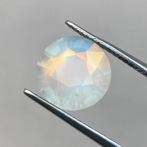 2.40ct Rainbow Moonstone Natural Blue Sheen Round Cut Facet Gem From Madagascar - Picture 1 of 3