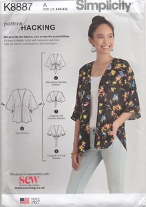 Simplicity Sewing Pattern 8887 Kimono Top Jacket Pattern Hacking Size 4 - 26 New - Picture 1 of 14