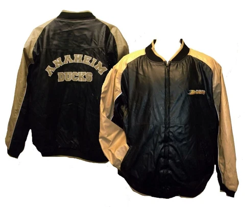 New Anaheim Ducks MENS Size L Large Black/Tan Jacket Cover