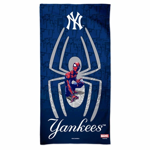 NEW YORK YANKEES MARVEL SPIDERMAN BEACH TOWEL 30"X60" COTTON PLUSH DISNEY MLB Cover