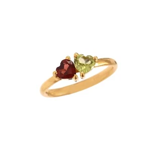Natural Garnet & Peridot Gold Plating Ring, 925 Sterling Silver Handmade Ring - Picture 1 of 4