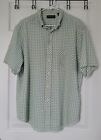 Roundtree Yorke Men's Xl Short Sleeve Button Up Green White Cotton Casual Shirt