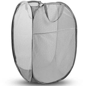Pop Up Hamper, 1 PCS Mesh Pop Up Laundry Hamper, Premium Pop Up Laundry Gray - Picture 1 of 7