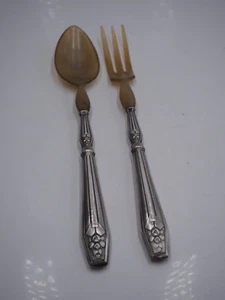 COUVERTS DE SERVICE A SALADE MANCHES ARGENT POINCON MINERVE - Bild 1 von 5