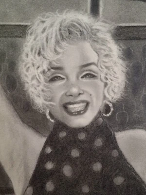 "Dibujo original de grafito carbón Marilyn Monroe 19"" X 17,5""" Foto 1 de 4