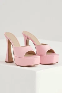 HOUSE OF CB 'Alessandra' Mulas de plataforma satinada rosa a granel Reino Unido talla 3/4/6 - Imagen 1 de 19
