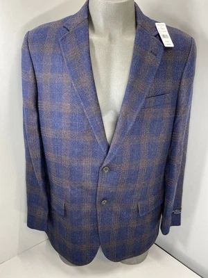 Brooks Brothers Mens Blazer Blue Size 48 R Traditional Hopsack Check Sport Coat - Image 1 of 4