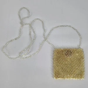 Borsa da sera vintage mini con perline giallo pallido borsa a tracolla - Foto 1 di 4