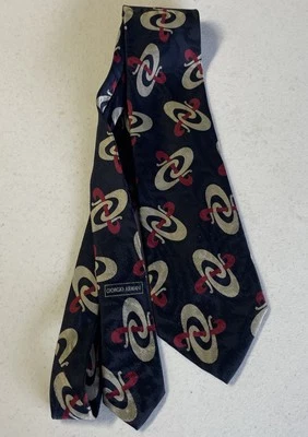 Gravata de seda gravata Giorgio Armani – Padrão vermelho/dourado – Feita na Itália - - Imagem 1 de 4