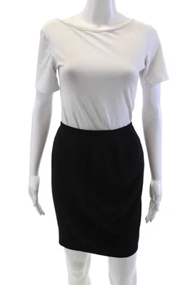 Tahari Womens Zip Up Flat Front Mini Skirt Black Wool Blend Size 4 Foto 1 de 4