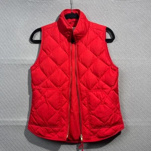 Chaleco J Crew Mujer XS Rojo Acolchado Acolchado Plumón Relleno Chaqueta Preppy Náutica - Imagen 1 de 15