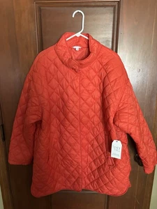 Neu mit Etikett $ 45 1X 16W-18W Time and Tru Damen orange Nylon gesteppt Scheunenmantel/Jacke - Bild 1 von 9