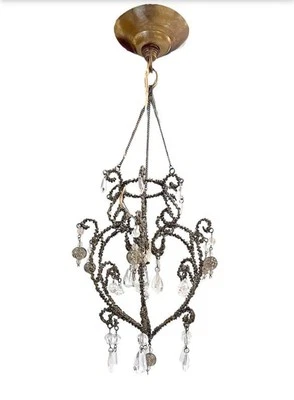 Lámpara de araña/carillón de viento de uranio antiguo Foto 1 de 4