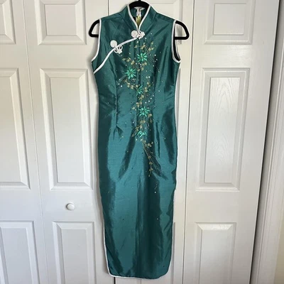 Vestido Cheongsam Bordado Para Mujer M Floral Mezcla Seda Asiático Qipao Juegos con disfraces Foto 1 de 4