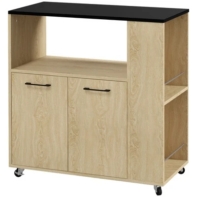 HOMCOM Carrello da Cucina con Ripiani e Armadietto a 2 Ante in Truciolato - Image 1 of 4