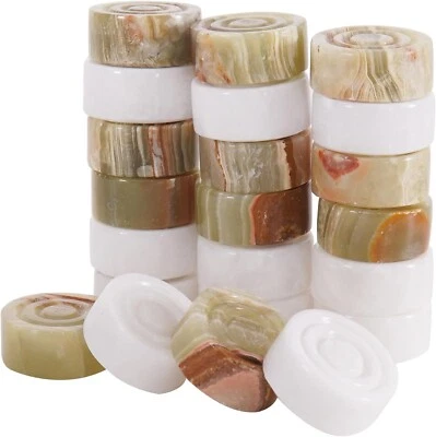 Marble White & Green Checkers Figures 1.25" |Handmade Game Pieces for Board Game - Image 1 of 4