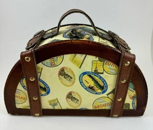 Vintage Map Travel Wooden Box Purse Bag Jewelry MOD/GO-GO 70's - Picture 1 of 14