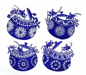 Paper Cuts Pair Cricket Set Blue color 4 small single pieces 3 packets Lot - Picture 1 of 5