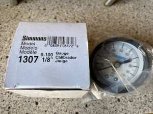 SIMMONS 1307 100 PSI 1/8" AIR STEAM WATER PRESSURE GAUGE BACK CENTER MOUNT - Picture 1 of 1