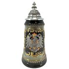 German Black Beer Stein with Pewter Eagle Decal .25L by Zoller and Born