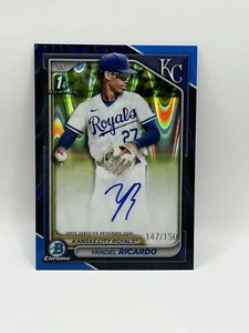 2024 Yandel Ricardo Bowman Chrome 1st Blue Ray Wave Refractor Auto /150 KC - Picture 1 of 2