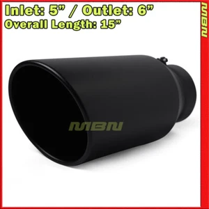 Angled Black 15 inch 5 Inlet 6 Outlet Stainless Truck 202866 Bolt On Exhaust Tip - Foto 1 di 3