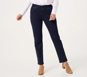 NEW Denim & Co. Women's Jeans Sz 10 Tall Cozy Touch Full-Length Dark Wash