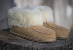 Follkee Slippers Sheep Skin Wool Lined Handcrafted Luxury - Picture 1 of 4