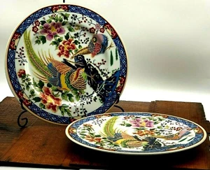 Beautiful Two Big Vintage Decorative Cabinet Plates Collectible Oriental - Picture 1 of 12