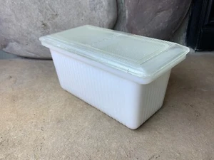 Plato de refrigerador acanalado vintage sobrante tapa de plástico transparente vidrio de leche 6"x 3" - Imagen 1 de 14