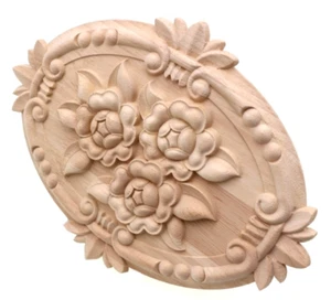 Roseta de puerta de madera ovalada flores adornos estilo barroco restauración roseta de estuco - Imagen 1 de 5