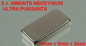 5 x N35 Aimant ULTRA PUISSANT Néodyme Neodynium Magnet Magnétique 10x5x2mm - Imagen 1 de 1