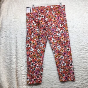 New No Boundaries High Rise Crop Sueded Leggings Women Junior Coral Floral - Picture 1 of 11