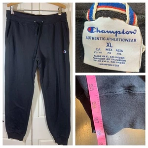 Champion Jogger Sweatpants Mens XL Black Cotton Blend Pockets Drawstring - Picture 1 of 11