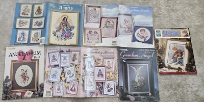 Lot 6 GUARDIAN ANGEL FAIRIES Fairy Leisure Arts Cross Stitch pattern leaflet  - Image 1 of 4