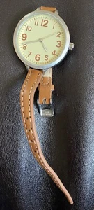 FMD Ladies Watch. Silver Tone. Brown Faux Leather. Needs Battery - Picture 1 of 4