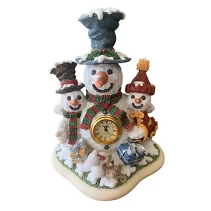 Father Time Snowman Quartz Clock Christmas Mantel Jon Herbert Signed Vintage 96 - Picture 1 of 8