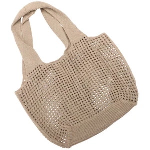 Woven Handbag Large Beach Tote Bag Hollowed out Crocheted Tote for Lady - Picture 1 of 12