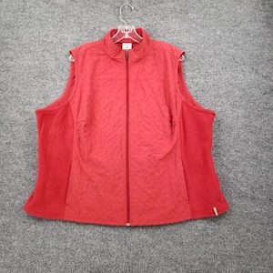 Columbia Vest Womens 2X Plus Red Quilted Fleece Full Zip Sleeveless Mock Neck - Picture 1 of 13